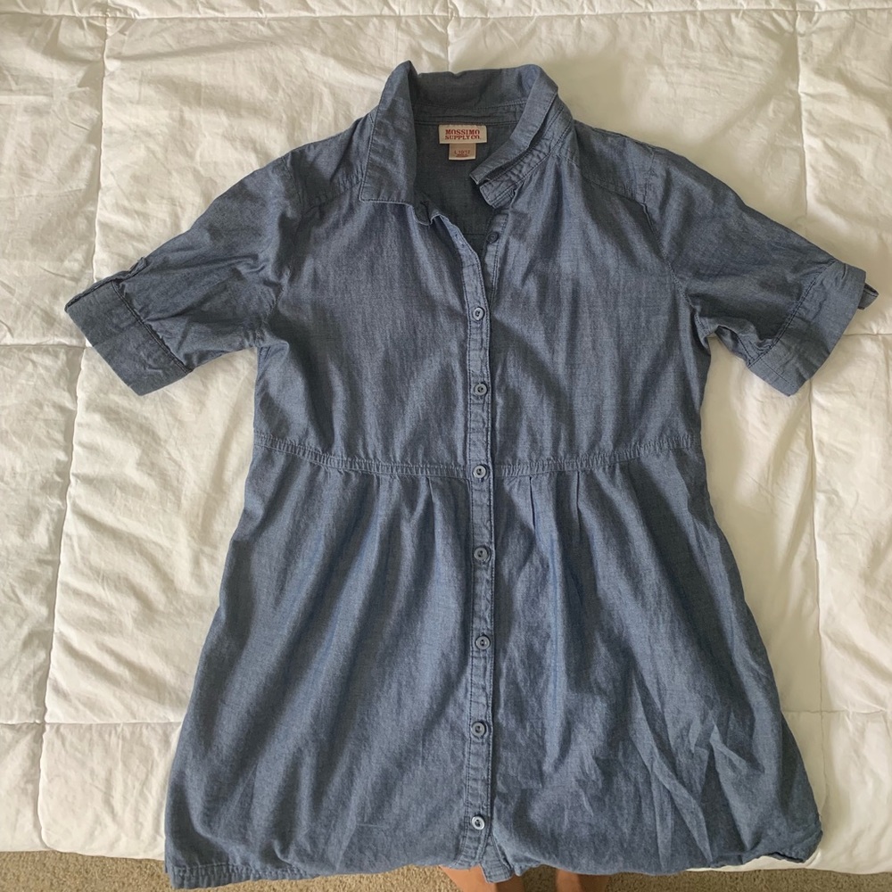 Blue short sleeve button down